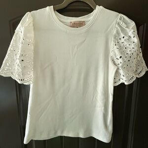 Philosophy White Eyelet Puff Sleeve Tee